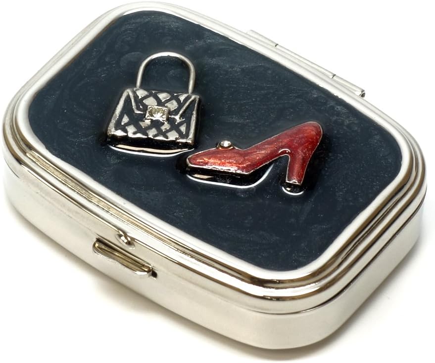 9310 Rektangulär Small Pill Box Organizer Black Red Gold Women Travel Pill Case Purse Pocket Container Daily Portable Medicine Vitamin Box Medication Supplement Mini Storage