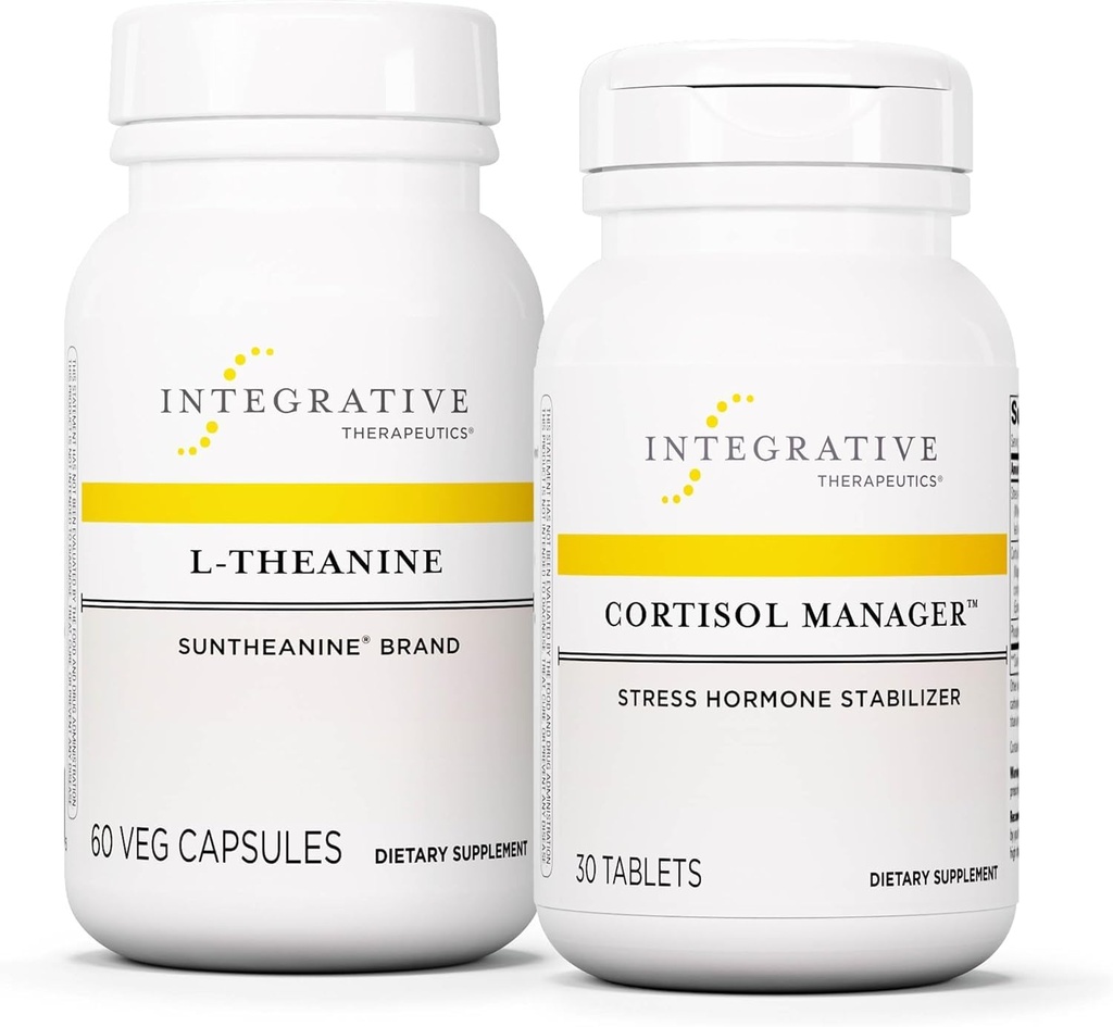 Integrative Therapeutics Bundle with Cortisol Manager, 30 Tablets & L-Theanine, 60 Capsules - Cortisol Manager for Stress Support with Ashwagandha* - L-Theanine to Support a Relaxed State*