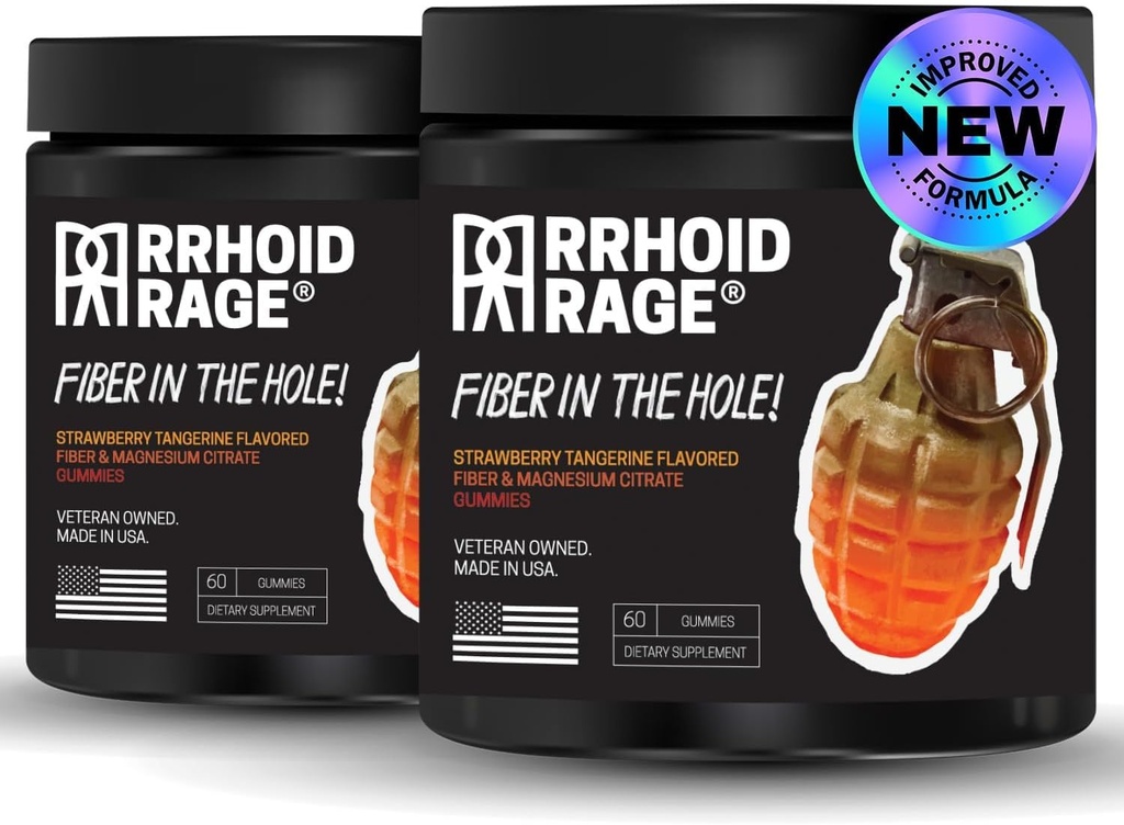 Fiber och Magnesium Gummies, stöder Digestive Health, lindrar förstoppning, hjälper till att förebygga hemorrojder, har både löslig och olöslig fiber, tillverkad i USA, 60 ct (2)