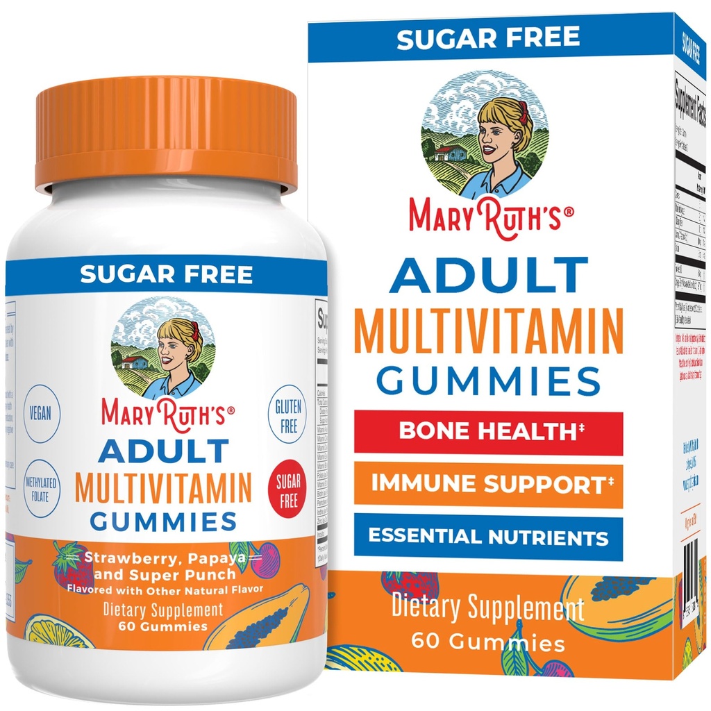 MaryRuth Organics Multivitamin for Women and Men | Sugar Free | Adult Multimineral Gummy with Vitamin C | D and E | B Vitamins | Biotin | Zinc | Vegan | Non-GMO | Gluten Free | 60 Count