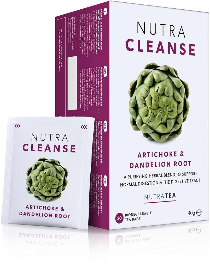 Nutra Tea NUTRACLEANSE - Detox Tea | Colon Cleanse Tea | Förstoppning Teabags - Full Body Detox Cleanse - Inkluderar Dandelion Root & Burdock Root - 20 Individuellt inslagna väskor - Herbal Teas (1 Pack)