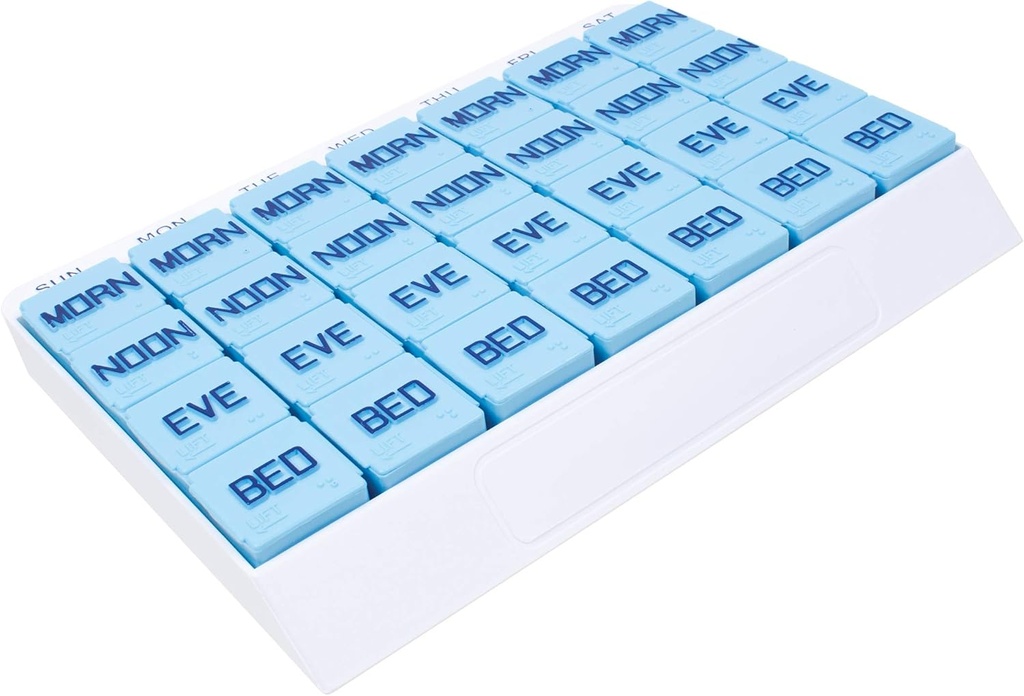 Apex Large 7 Day Weekly Pill Organizer - Weekly Pill Organizer, 4 gånger om dagen, Easy-Open, Organisera Medication eller vitaminer