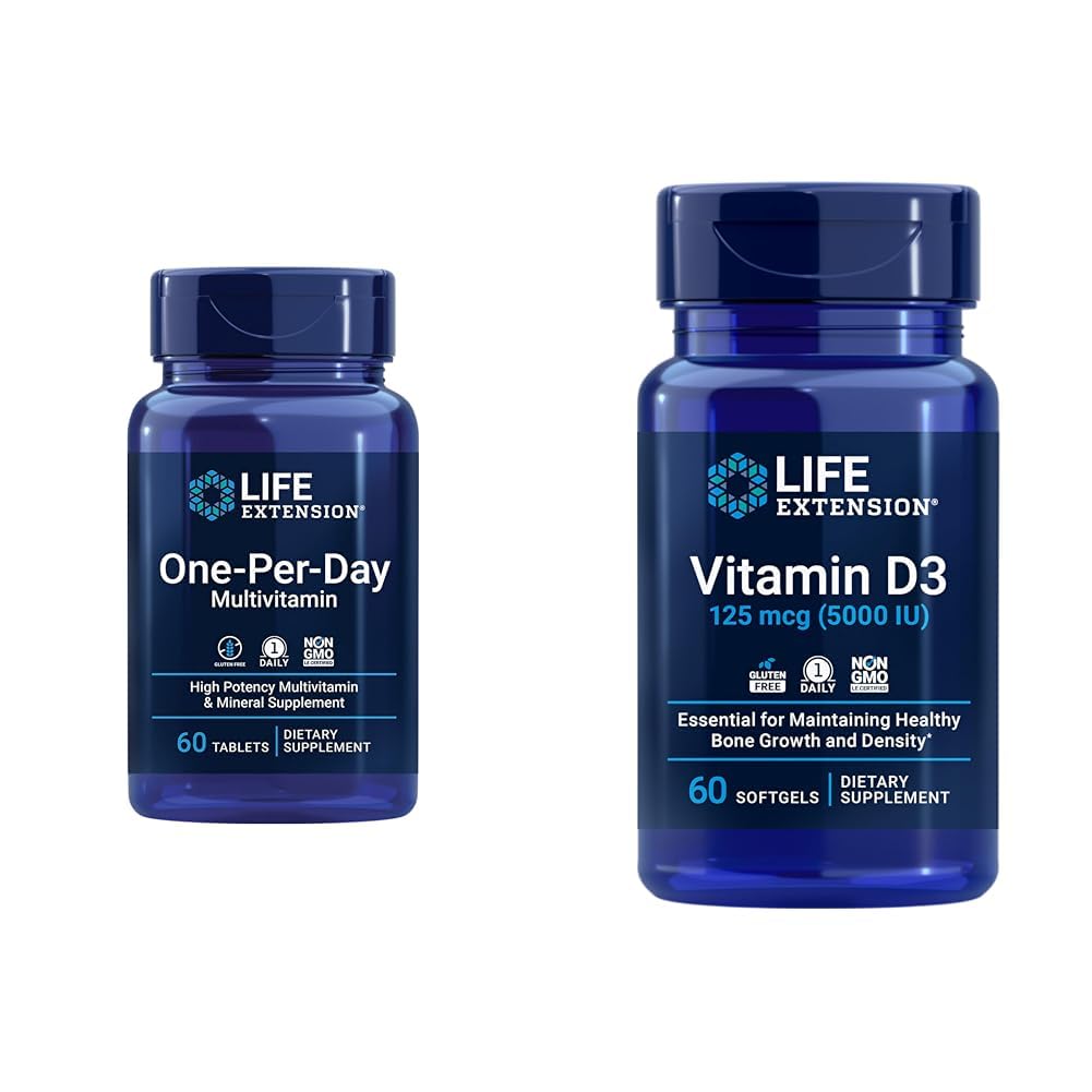 Life Extension One-Per-Day Multivitamin – Förpackad med över 25 vitaminer, mineraler och växtextrakt och vitamin D3 125 mcg (5000 IE), Bone Health, Brain Performance, Immune System Support