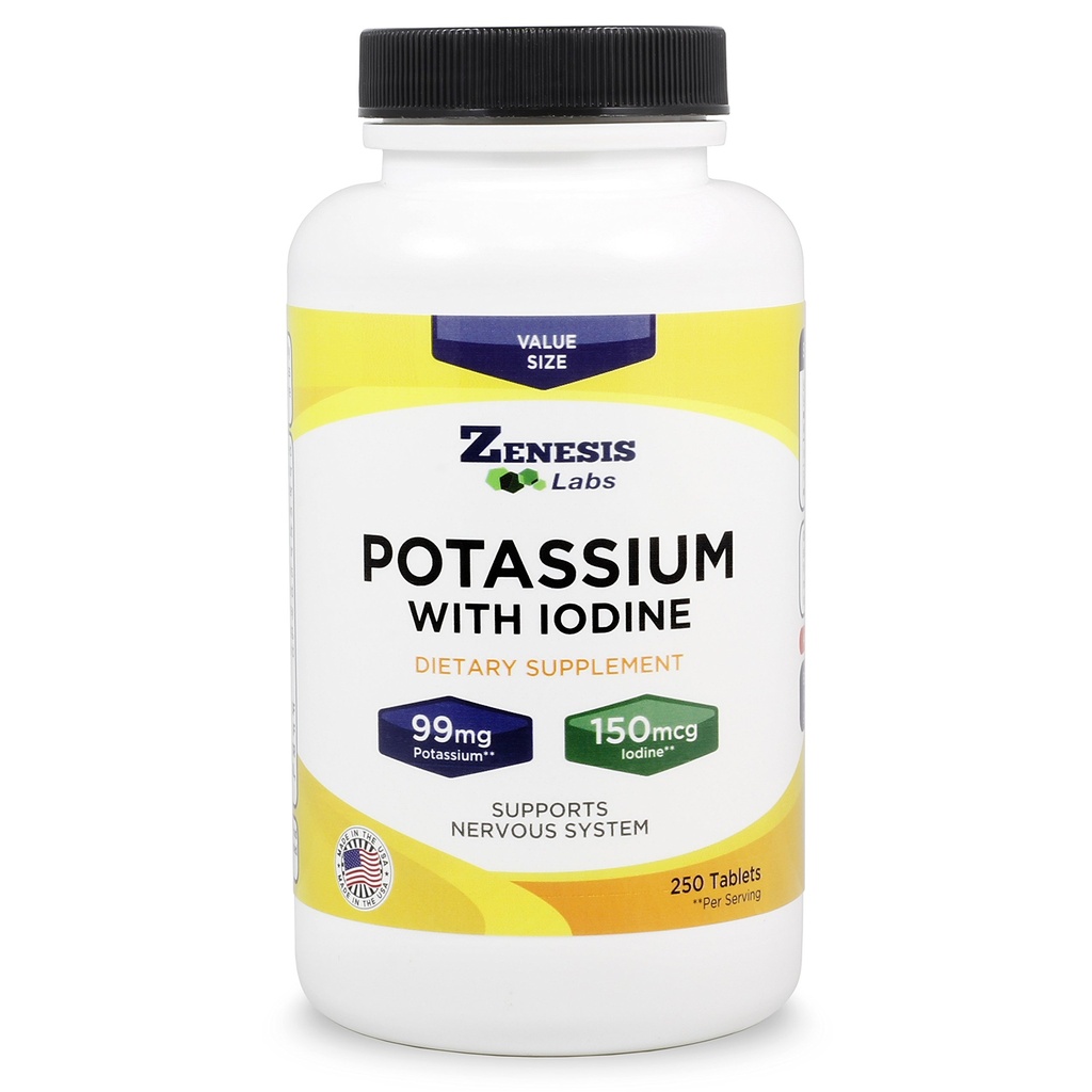 Kaliumglukonat 99mg + 150mcg jod från Kelp Bulk (250 tabletter / flaska)