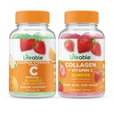 Livlig vitamin C 1050mg + Collagen & Vitamin C, Gummies Bundle - Great Tasting, Vitamin Supplement, Gluten Free, GMO Free, Chewable Gummy