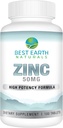 Best Earth Naturals 50 Mg Zink Supplements - Immune Support Supplement - High Potency Natural Antioxidant - 100 tabletter (100 Day-Supply)