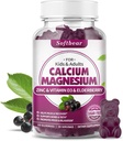 Softbear Calcium Magnesium Zink Gummies för kvinnor, High Absorption Calcium Magnesium Supplement för benstyrka, Sugar-Free, Vegan, Elderberry Flavor 60 Gummies