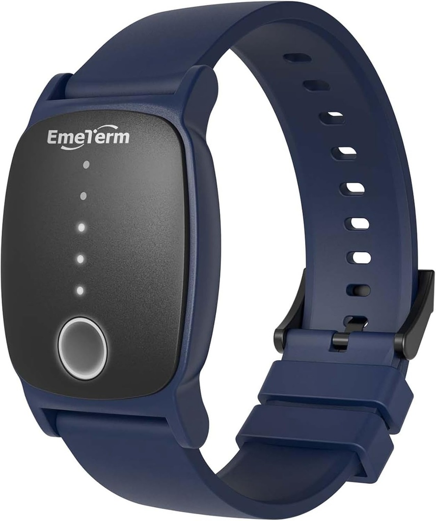 EmeTerm Utforska FDA-Cleared Anti-Nausea Wristband IP67 Vattentät Morning Motion Sickness Relief Band Rechargeable Classic Strap Design Drug Free Non-drowsy Utan Side Effects Navy Blue