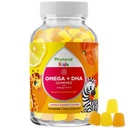 Kids Omega och DHA Gummies - Fatty Acids Omega 3 6 9 med Vitamin C för Vision - Nutritional DHA för barn för hälsosamt nervsystem och fokusstöd - Fiskfri - 60 greve