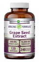 Fantastiska formler Grape Seed 800 Mg Extract (20:1) | 16000 Mg Equivalent | Veggie Capsules | Non-GMO | Gluten-Free | Made in USA (240 Count)