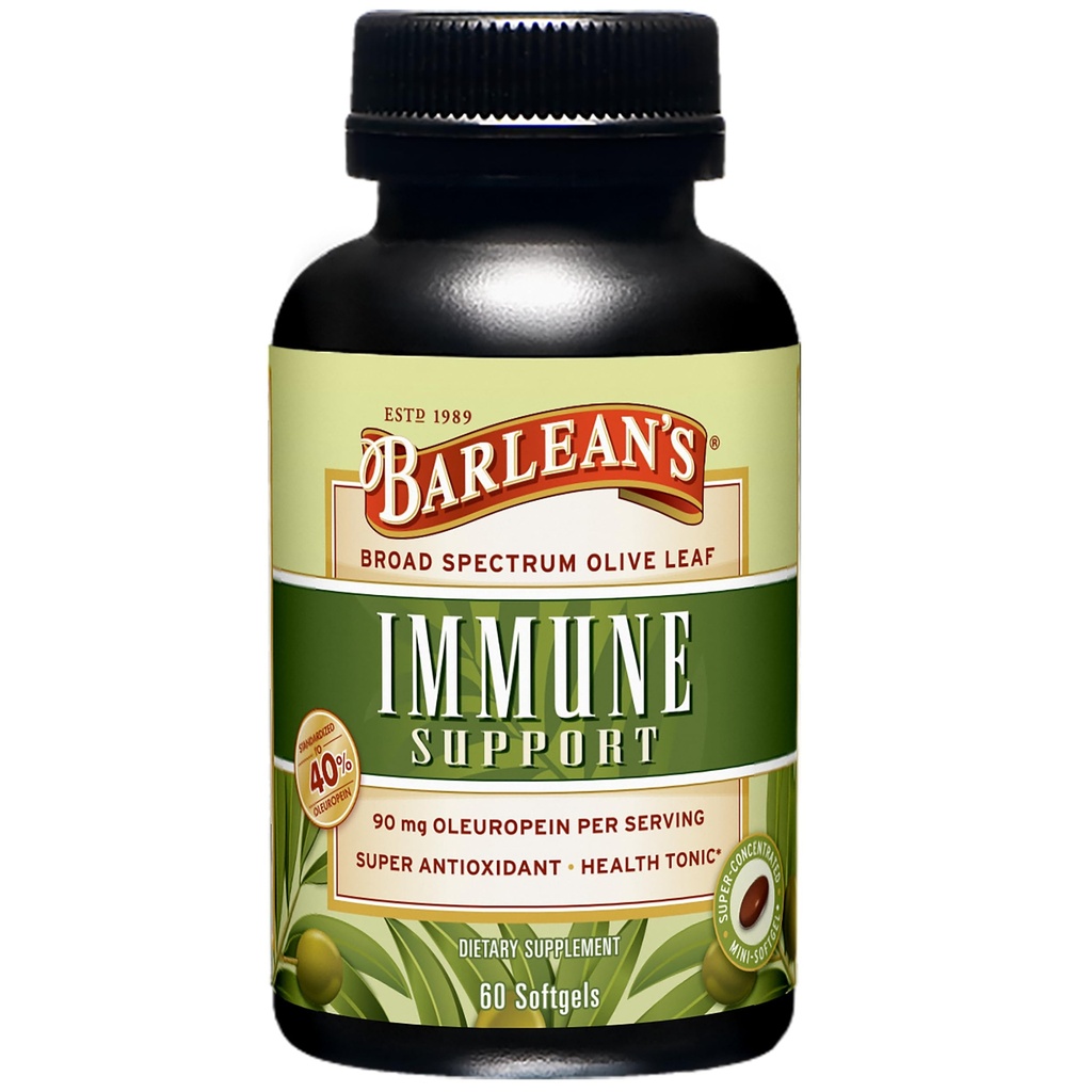 Barleans Olive Leaf Complex Softgels Immune Support Supplement med 90 mg Oleuropein Antioxidanter, Concentrated Heart Health och Immunity Booster Pills, 60 Count