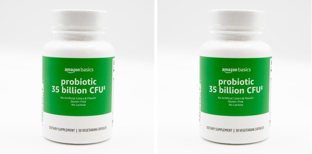 Grundläggande probiotiska 35 miljarder CFU, 8 Probiotiska stammar med prebiotisk blandning, stöder hälsosam matsmältning, 30 vegetariska kapslar, 1 månads leverans 30 greve (Pack of 2) (tidigt Solimo)