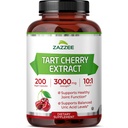 Zazzee Tart Cherry 10:1 Extract, 3000 mg Styrka, 200 Vegan Capsules, 6 + Månadsförsörjning, Certified Kosher, Koncentrerad och Standardiserad 10X Extract, 100% Vegetarian, All-Natural, Gluten Free, Non-GMO