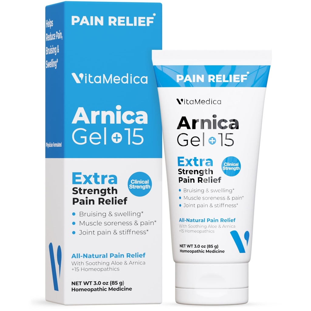 VitaMedica Arnica Gel Plus 15 Healing Plant Compounds, Extra Strength Formulation för Bruising, Swelling, Joint Pain, Muscle Soreness & Stiffness, All-Natural, Plant-Based Pain Relief