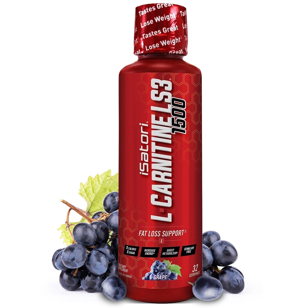 iSatori L-Carnitine LS3 1500, Triple-Blend Liquid L Carnitine Supplement, with Acetyl & Tartrate, Stimulant Free Energy, Low Calories, Sugar or Gluten, Keto-Friendly, Grape Flavor (32 Servings)