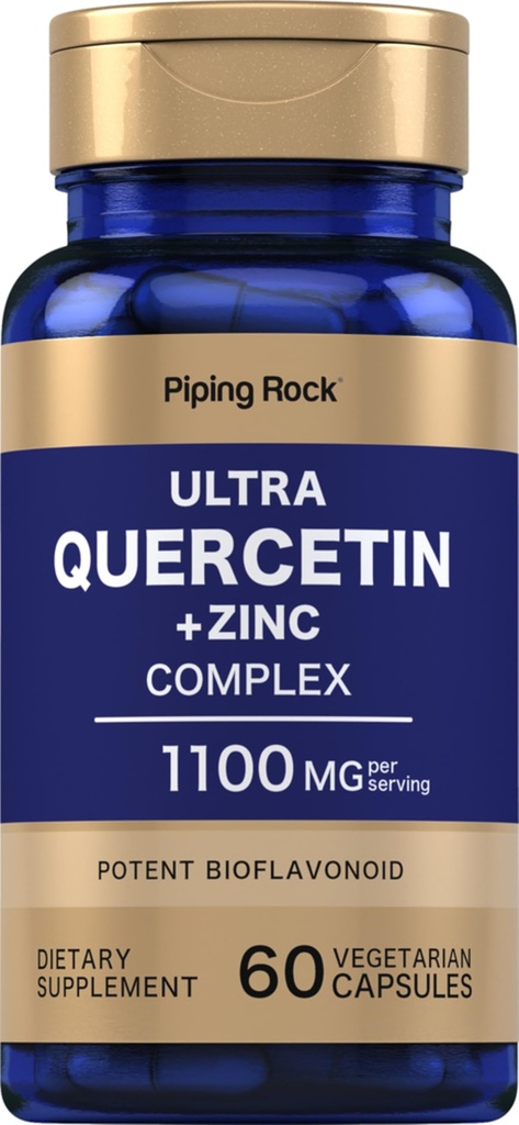 Piping Rock Quercetin Zink Complex | 1100 mg | 60 kapslar | Non-GMO, Gluten Free Supplement