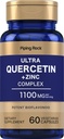 Piping Rock Quercetin Zink Complex | 1100 mg | 60 kapslar | Non-GMO, Gluten Free Supplement