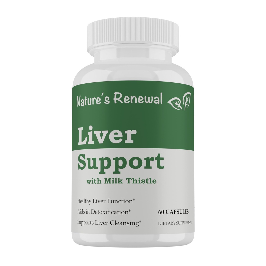 Nature's Renewal Liver Support Supplement - Cleanse Detox Repair Renew Recovery Formula med mjölk Thistle, Dandelion Root, Artichoke Extract, Choline, Turmeric - 60 kapslar