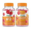 Livlig vitamin B12 + Kalcium med vitamin D, Gummies Bundle - Stor smak, vitamintillskott, Glutenfri, GMO-fri, tuggbar