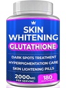 Glutathione Whitening Pills - 180 kapslar 2000mg Glutathione - Effektiv hudbelysning Supplement - Mörka fläckar, Melasma & Acne Scar Remover, Hyperpigmentering Behandling - Anti-Aging Antioxidant
