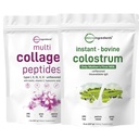 Micro Ingredients Multi Collagen Protein Powder 2 Pounds & Instant Colostrum Powder Bundle 2 Pack | Grass-Fed Collagen Peptides | Premium Bovine Mothers första mjölk