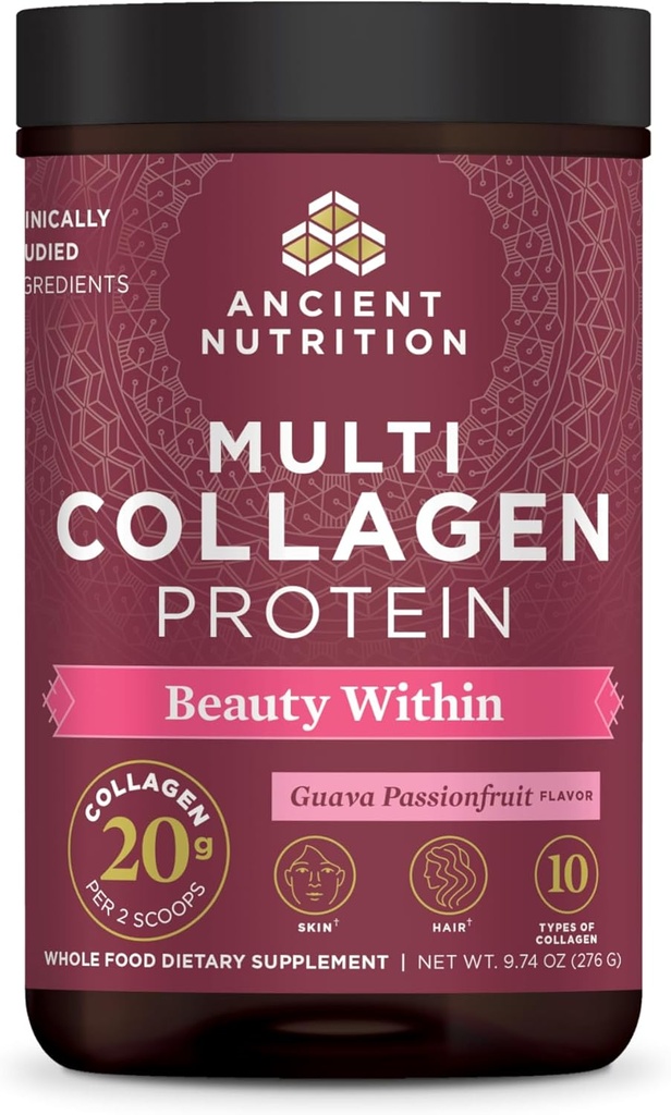Forntida näring Multi Collagen Protein Powder Beauty Inom, Guava Passion Fruit, 9,74 oz