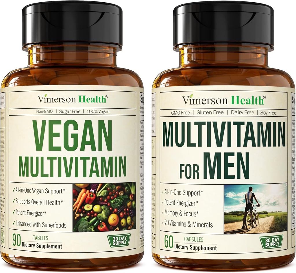 Vegan multivitaminer för veganer och vegetarianer och komplett multivitamin för män