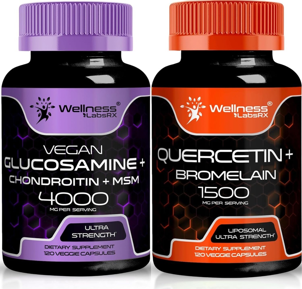 WELLNESS LABSRX Glucosamine Chondroitin MSM | Quercetin med Bromelain Capsules
