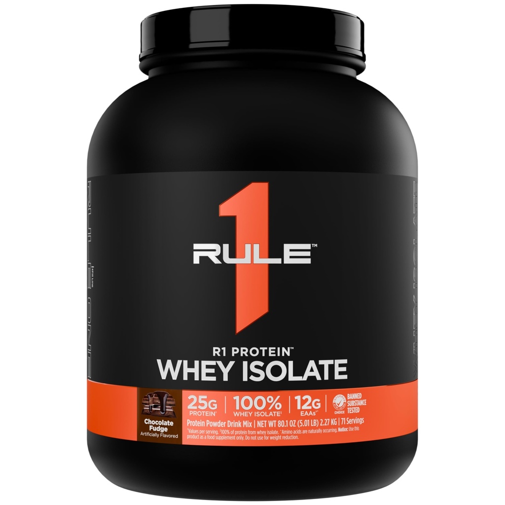 Regel 1 R1 Protein Whey Isolate - med 25g Protein & 6g BCAA exklusivt från isolerade och hydrolyserade källor för träningsåterhämtning (5 pund *, Chocolate Fudge)