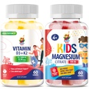 Magnesium Gummies för barn & vitamin D3 K2 Gummies 5000 IE - Immune & Bone Support - Sugar-Free Vitamin D Gummy Supplement - High-Absorption, Vegan, Gluten-Free Gummies för vuxna