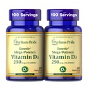 Puritans Pride Premium SunviteTM Mega-Potency Vitamin D3 10 000 IE, Kosttillskott för hälsosamma ben, tänder och immunsystemsupport, 100 Rapid Release Softgels
