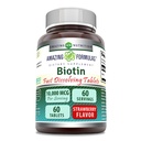 Fantastiska formler Biotin 10 000 mcg | Snabbupplösta tabletter | Icke-GMO | Glutenfri tillägg | Tillverkad i USA (Strawberry | 60 greve)