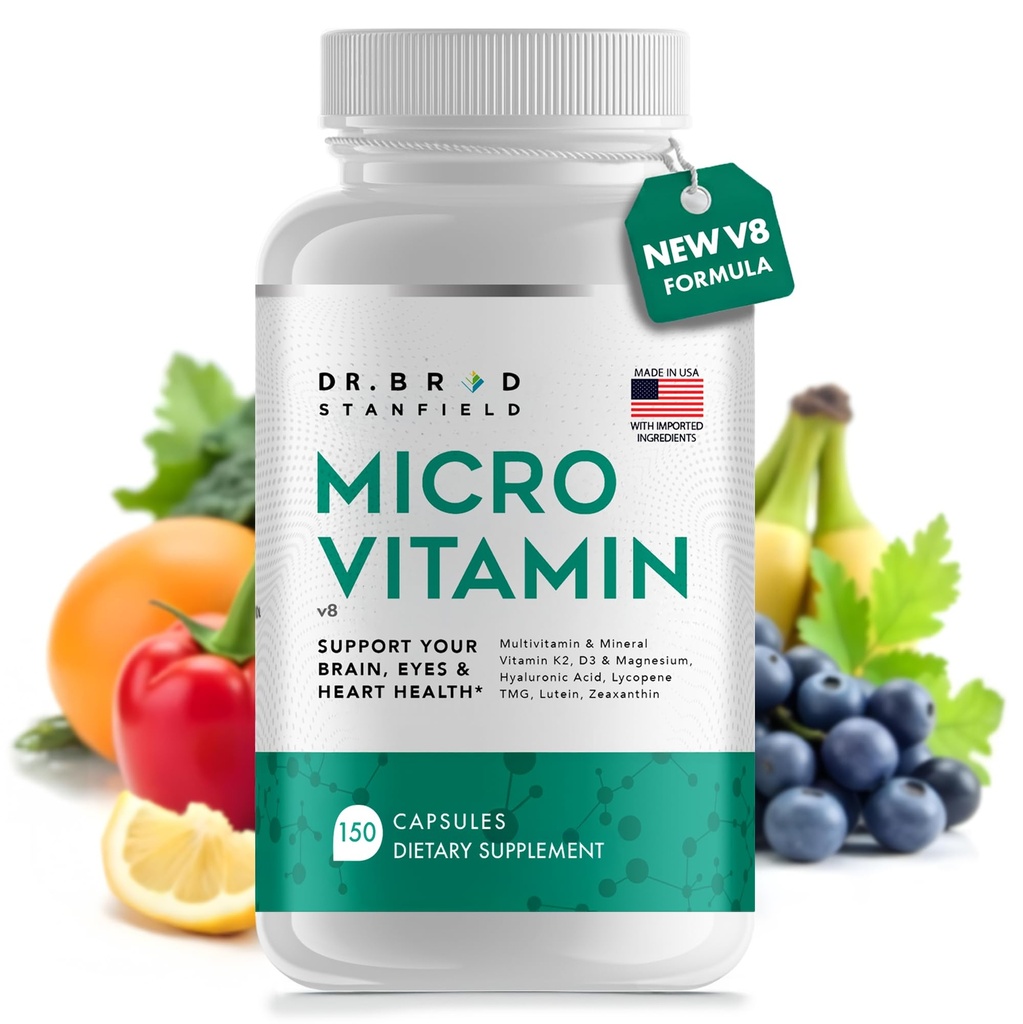 Daglig låg dos multiVitamin och mineral för män och kvinnor för att stödja kognitiv prestanda och minne + Hyaluronsyra för hudhälsa + TMG för träning (150 greve)