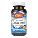 Carlson - Maximum Omega Minis, 1000 mg Omega-3s, Hjärtfunktion, Hjärnstöd och Hälsosam åldrande, Lemon, 60 Mini Softgels