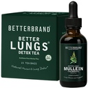 Betterbrand BetterLungs Health Pack - Better Lungs Detox Tea & Mullein Leaf Tincture Drops | (2) Daglig andnings Wellness