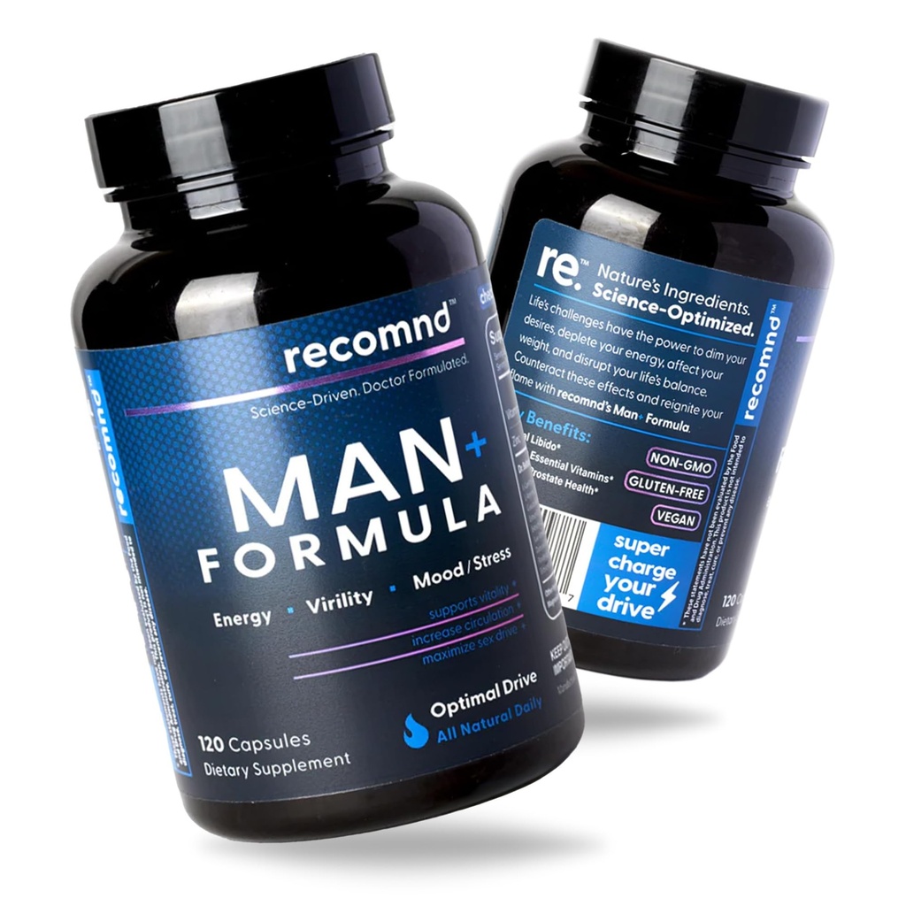 Näring - Man + Formel, energistöd, muskelstöd och prostata hälsotillskott för män med vitamin E, Saw Palmetto, Red Korean Ginseng och mer, 120 kapslar