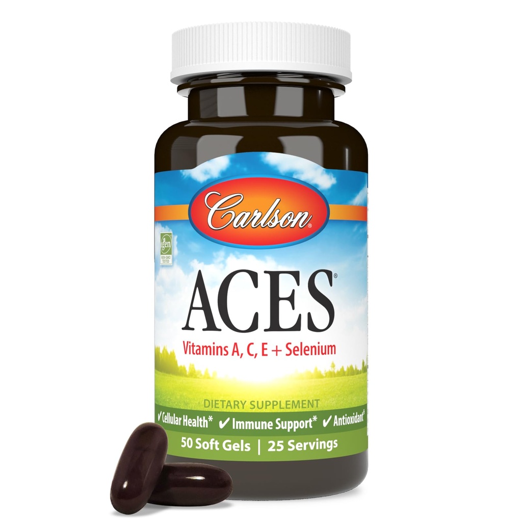 Carlson - ACES, vitamin A, C, E + Selen, Cellular Health & Immune Support, Antioxidant, 50 Softgels