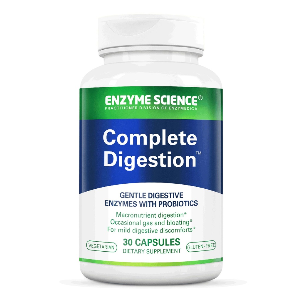 Enzym Science Complete Digestion - Digestive enzymer för kvinnor och för män med probiotika - 3-in1 Gut Health Support för Digestion - Digestive hälsa - Enzimas digestivas y probioticos - 30 kapslar