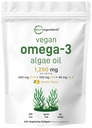 Micro Ingredients Vegan Omega 3 Algae Oil, 240 Veggie Softgels | Fish Oil Alternative | DHA 500mg & DPA 100mg | Carrageenan Free | Plantbaserad Omega 3 med Flaxseed & ALA | Lemon Flavored