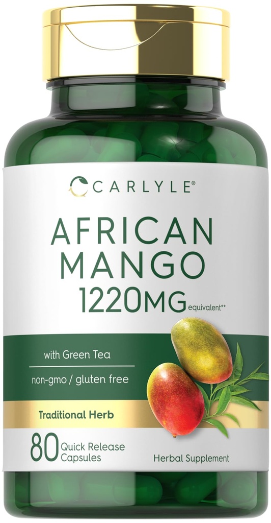 Carlyle African Mango Supplement 1220mg | 80 kapslar | med Green Tea Extract | Non-GMO, Gluten Free