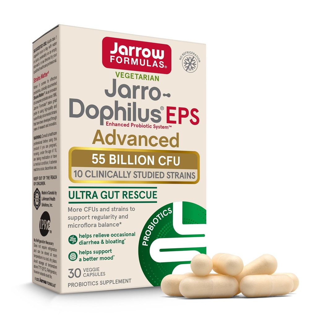 Jarrow Formulas Jarro-Dophilus EPS Advanced, 55 miljarder CFU Probiotics, Digestive Support for Adults, 30 Probiotic Supplement Veggie Capsules, Upp till 30 Day Supply