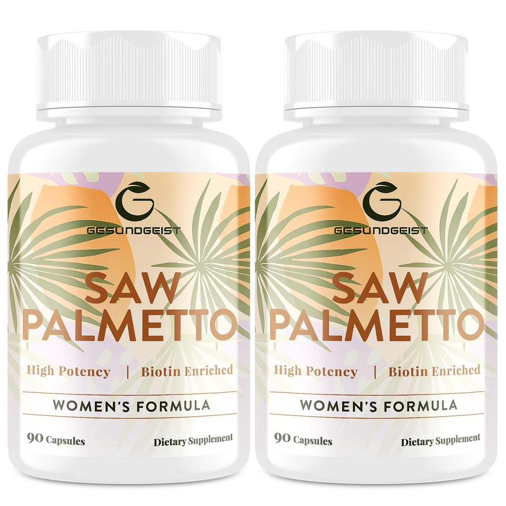 Såg Palmetto för kvinnor håravfall - DHT Blocker med 5-i-1 Blend för hårväxt, hud och naglar, urinvägs Wellness - Extra Styrka Saw Palmetto Supplement - 180 kapslar