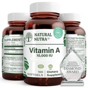 Natural Nutra Vitamin A 10.000 IE Softgels - High Potency Eye and Skin Vitamins - Gluten-Free - Supplement for Sight & Skin Health - Fish Liver Oil for Men and Women, Gluten Free 100 Softgels (2 Pack)