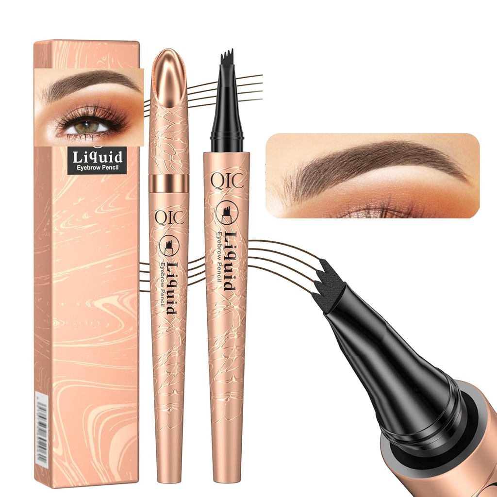 Q706 Eyebrow Pen, 4 Tipped, Precise, Långvarig, Vattentät Eyebrow Makeup (2#Dark Brown)