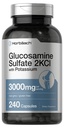 Horbäach Glukosamin Sulfat 2KCI med kalium | 3000mg | 240 kapslar | Non-GMO och Gluten fri tillägg