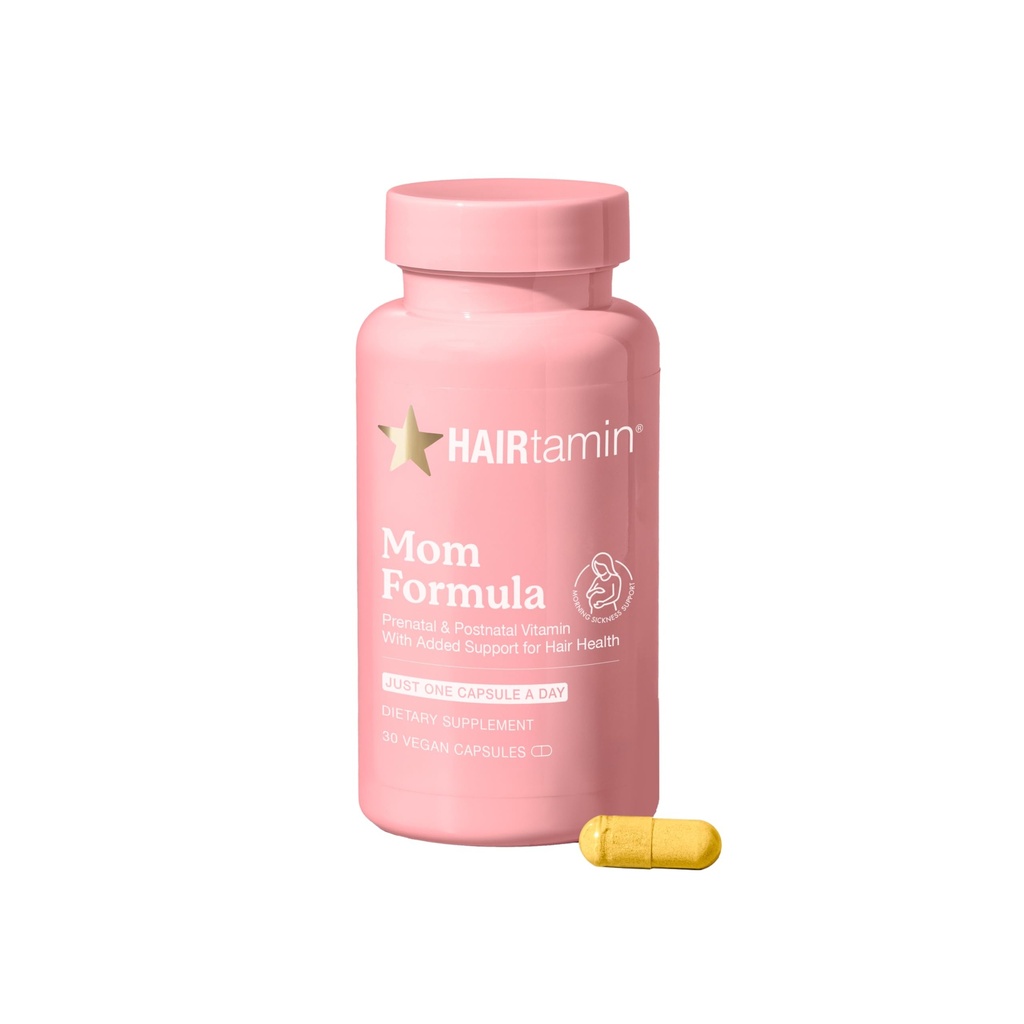 HAIRtamin MOM Vegan Prenatal & Postnatal Multivitamin Supplement & Hair Vitamin Graviditet, Postpartum, Amning Probiotisk One-a-Day Hair Vitaminer med Biotin, Zink, Järn (30 Räkningar)