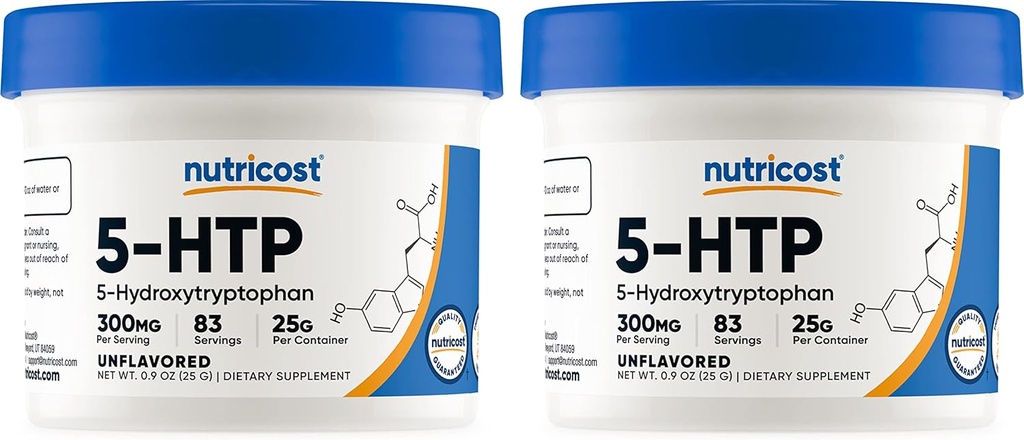 Nutricost 5-HTP Powder 25 Gram (2 Pack) (300 mg per portion)
