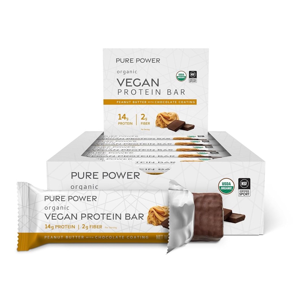 Dr Mercola Pure Power Peanut Butter Protein Bars, 12 portioner, icke GMO, Soy Free, Gluten Free, Vegan Protein Bars