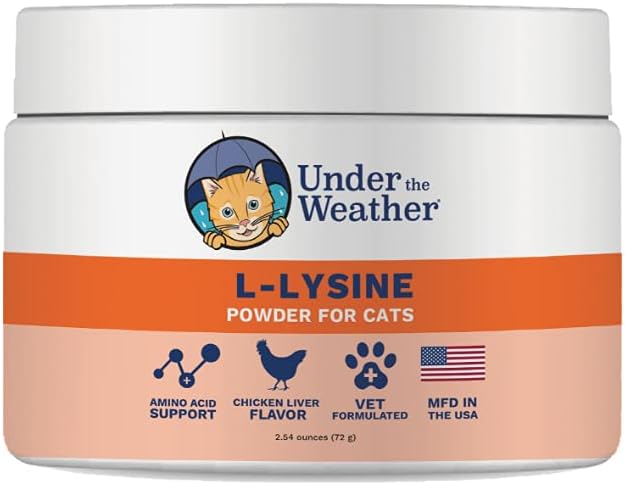 Under Weather Pet L-lysinpulverkatttillskott | Naturvetare Formulerade Lysinpulver för katter och kattungar | Främjar balans hälsosam immunsupport och öka övergripande hälsorespons (2.54 Oz)