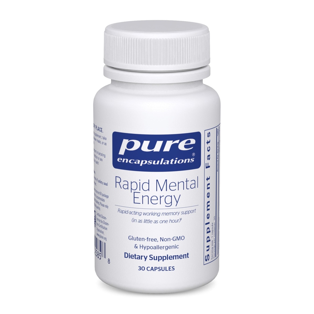 Rena inkapslingar Rapid Mental Energy - Vegan Memory Supplement för att stödja hjärnhälsa - Ginkgo Biloba Extract, Alpinia Galanga & American Ginseng Extract - Non-GMO & Gluten-Free - 30 kapslar